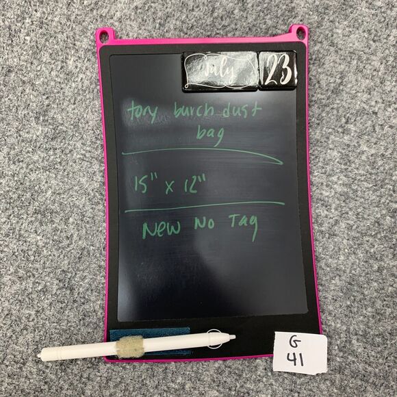 Tory Burch Dust Bag 15 in x 12 in Canvas Drawstring Strap Geometric Trim Charm - Picture 8 of 9